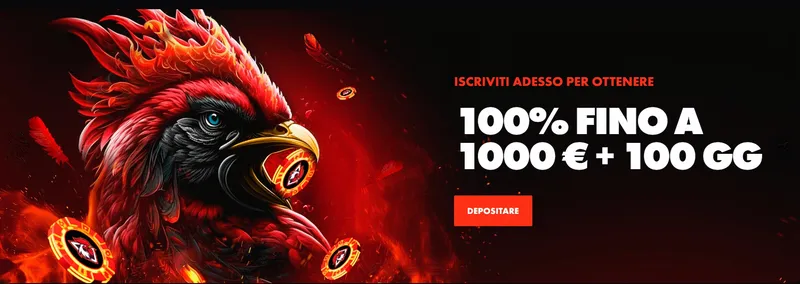 Bonus di benvenuto del casinò Rooster Bet